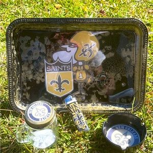 New Orleans Saints 4 Pc Rolling Tray Set